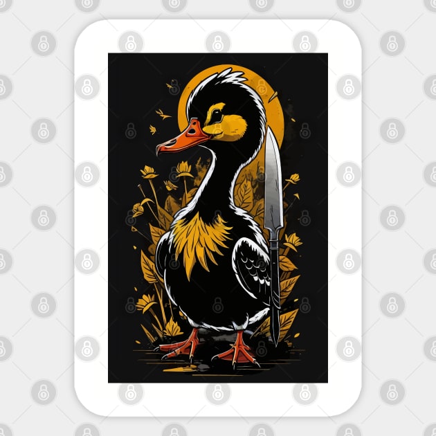 Black Goose with a knife Sticker by DeathAnarchy